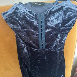 Nasty Gal MINKPINK crushed velvet hook and eye bodycon mini dress in blue